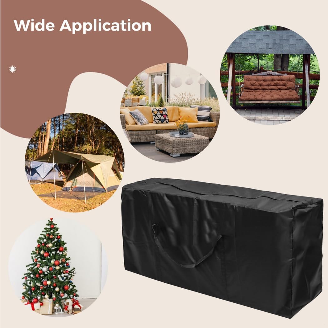 68-Inch Waterproof Outdoor Storage Bag for Cushions, Furniture Cover with Dust Protection and Zipper, Foldable and Portable
