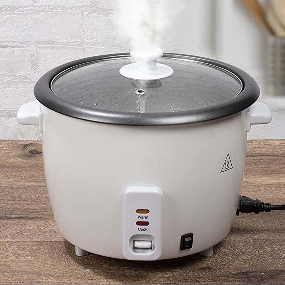 Bakaji Cuociriso Elettrico Potenza 700W Risottiera Vaporiera con Vassoio per Cottura a Vapore Carne Pecse Verdure Dunlop Capienza 1,8 Lt per Risotti e Sushi