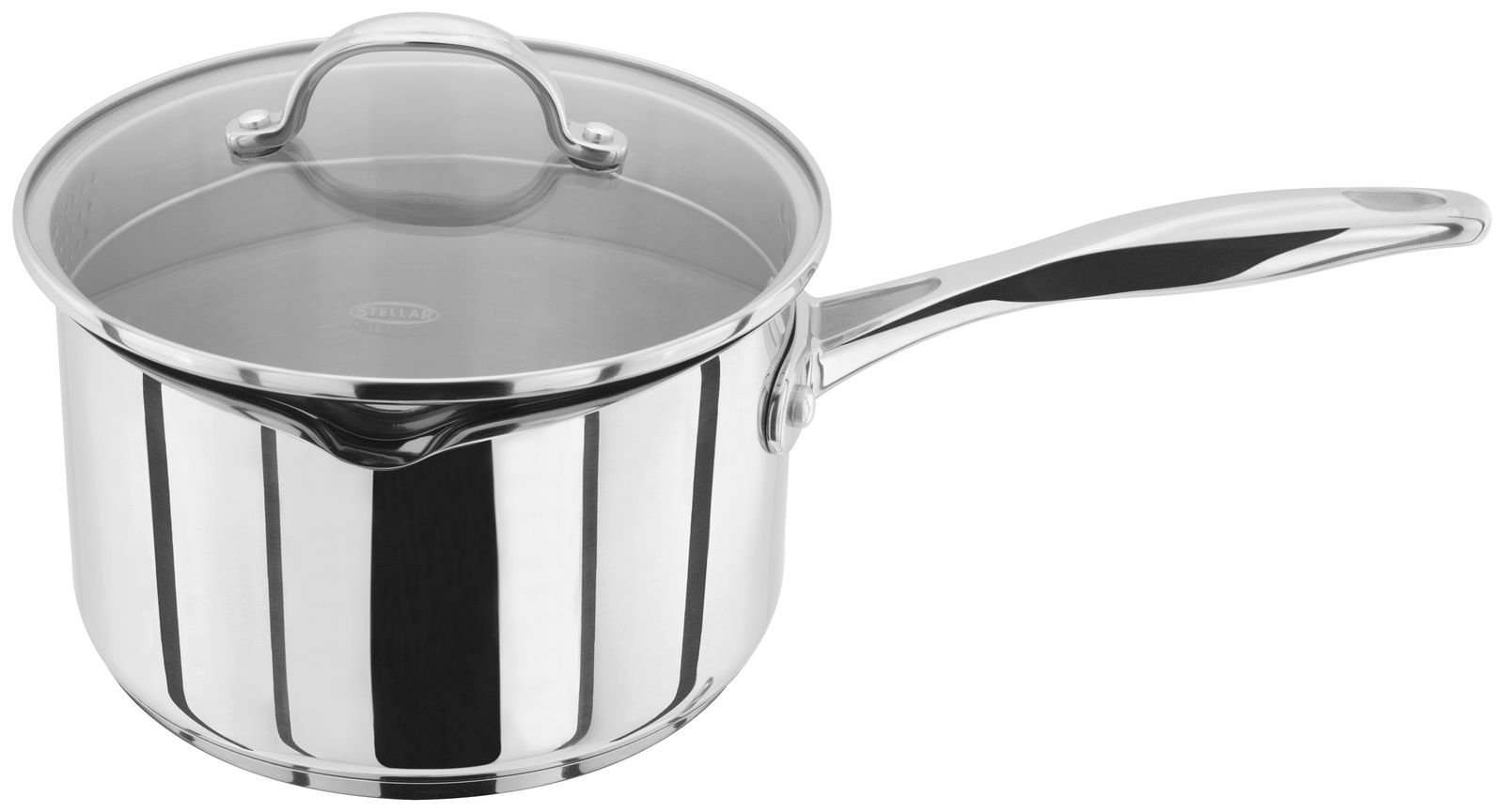 Stellar Silver 7000 Draining Lid Stainless Steel Saucepan (18Cm)