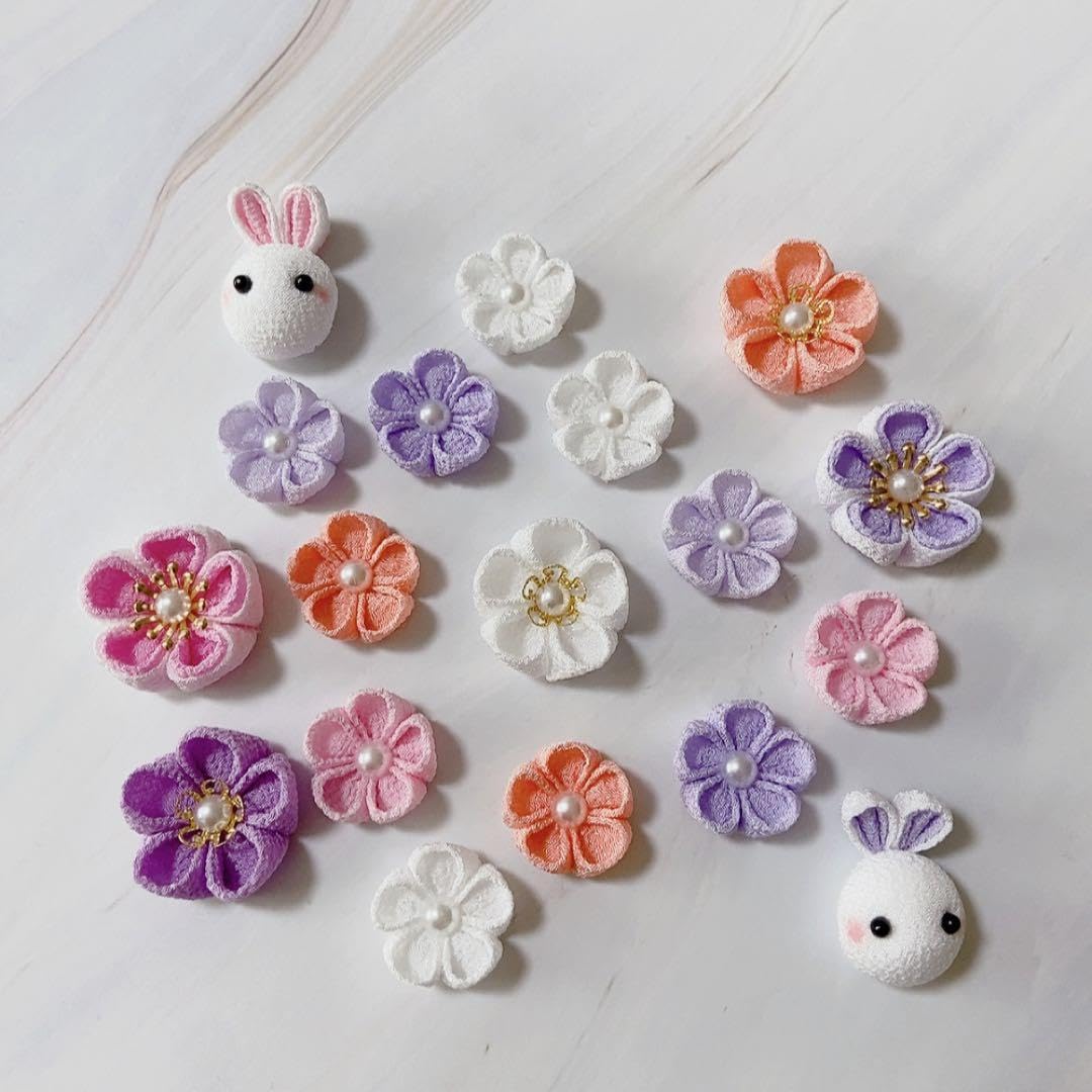 Amazon.co.jp: 和風 飾り かわいい つまみ細工 ちりめん細工 パーツ 