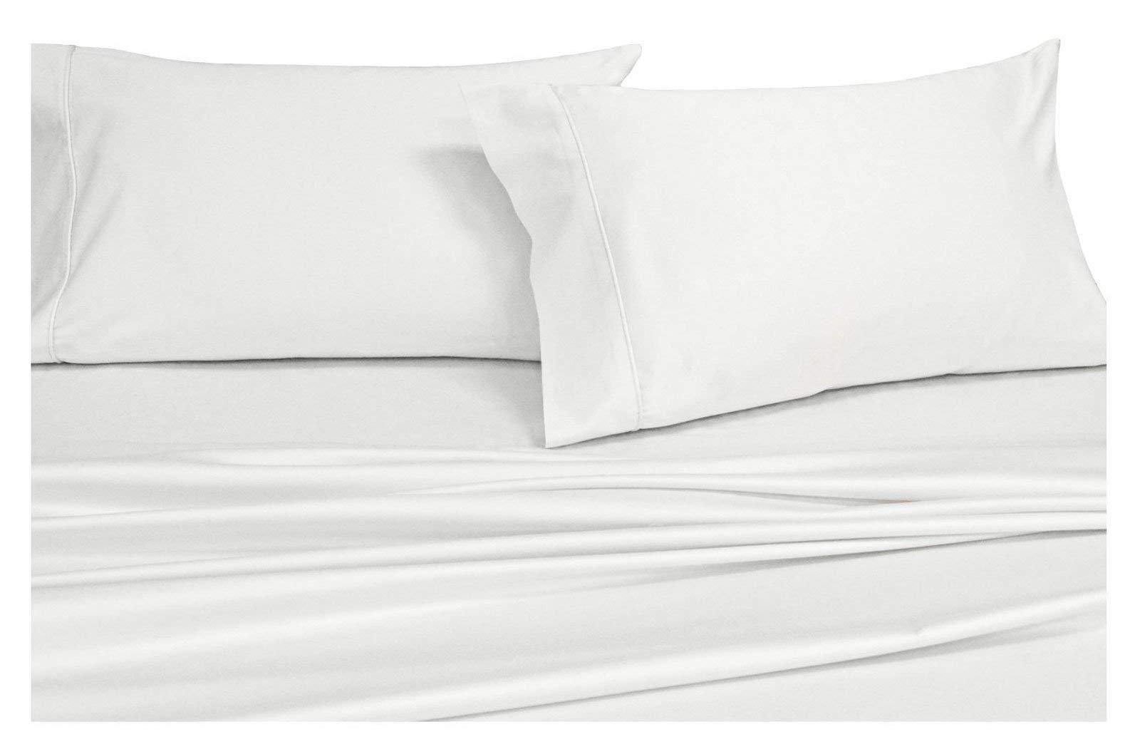 Abripedic Sateen Solid Sheets, 600-Thread-Count 4PC Bed Sheet Set, 100-Percent Cotton, Deep Pocket, California-King, White