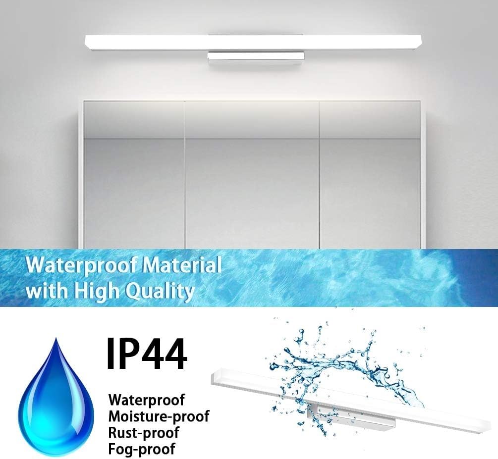 Lampada da Specchio a LED per Bagno Luce bianca 6000K Interno Moderno luce per specchio del bagno LED luci Armadio Applique da Parete IP44 Lampada Specchio trucco Lunghezza,Lungo 80CM