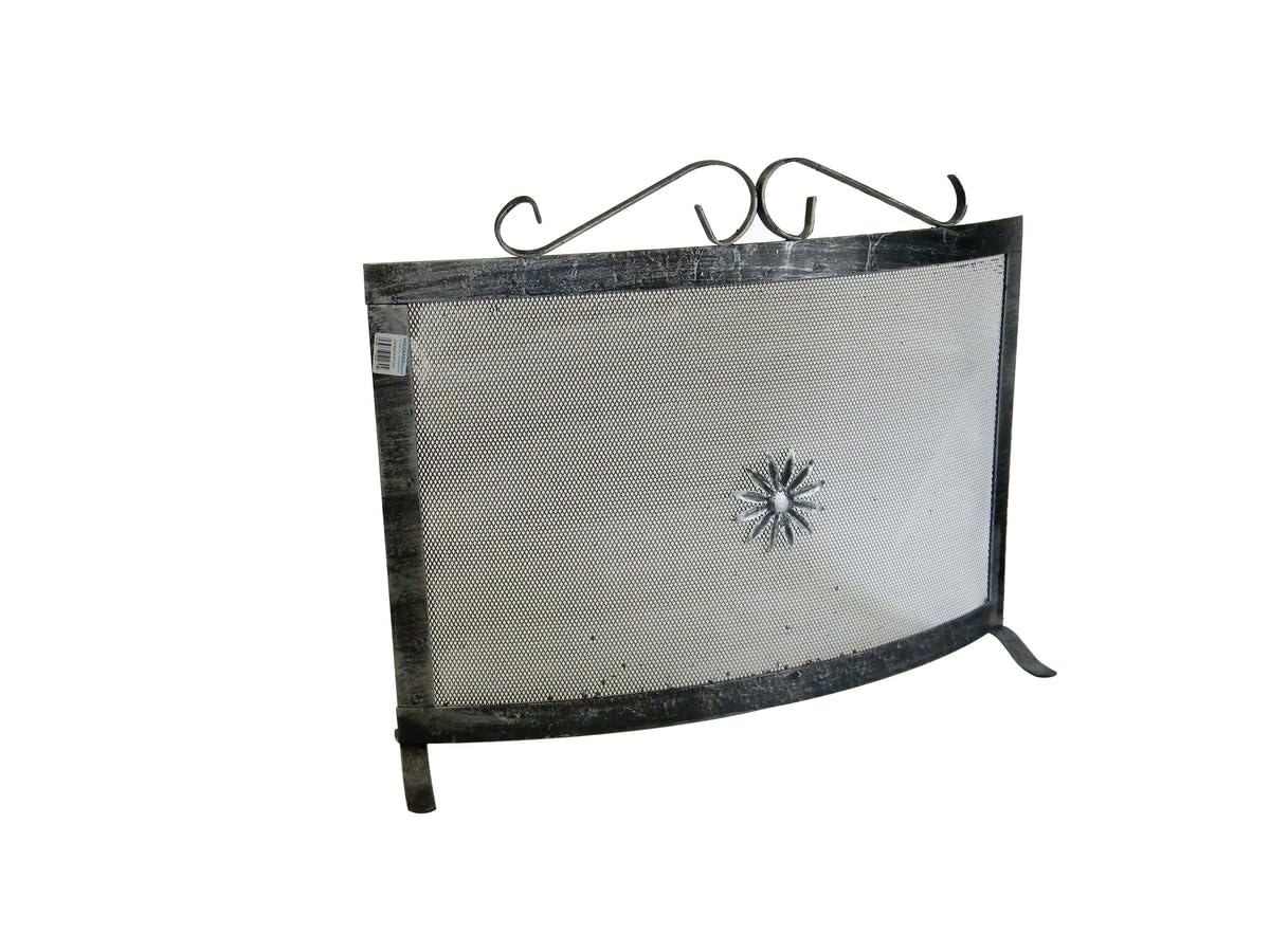 Parascintille fisso curvo 70x65cm in ferro battuto - Protezione da scintille per camini e stufe a legna