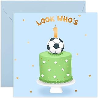 CENTRAL 23- Cute Boy Birthday Card - 1st Birthday Card - 'Look Who's One' - Sweet Birthday Cards for Him - Ideal Birthday Card for Kids - Fun Birthday Card for Son - Comes with Cute Stickers