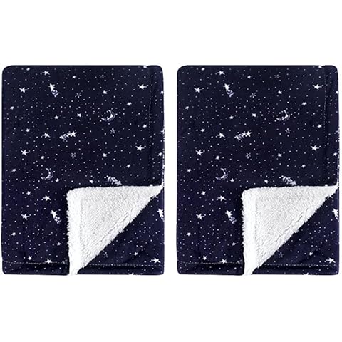 Yoga Sprout Mink Blanket with Sherpa Backing, Moon (Pack of 2) Cover