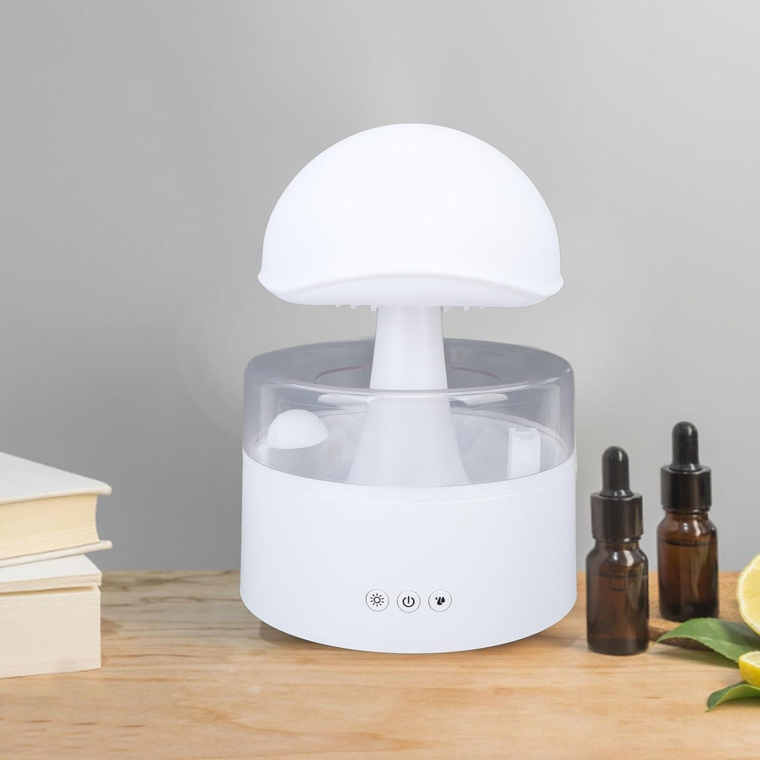 Do użytku domowego Nawilżacz Rain Cloud, kropla wody, cichy dyfuzor olejków eterycznych do aromaterapii z 7 kolorowymi diodami LED, pilot zdalnego sterowania, rozproszony olejek z grzybów na pulpicie