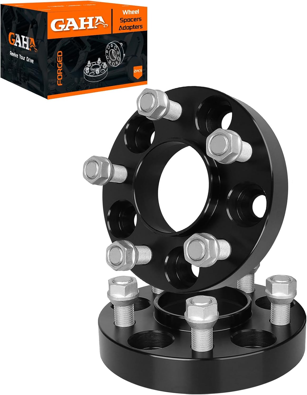 GAHA 5x114.3 Wheel Spacers 1 inch Compatible for Ford Explorer 2020-2025, Mustang Mach-E, GT 2017-2022, for Lincoln Aviator 2020-2025, 70.5mm Bore with M14x1.5 Studs Forged Adapters, 2PCS