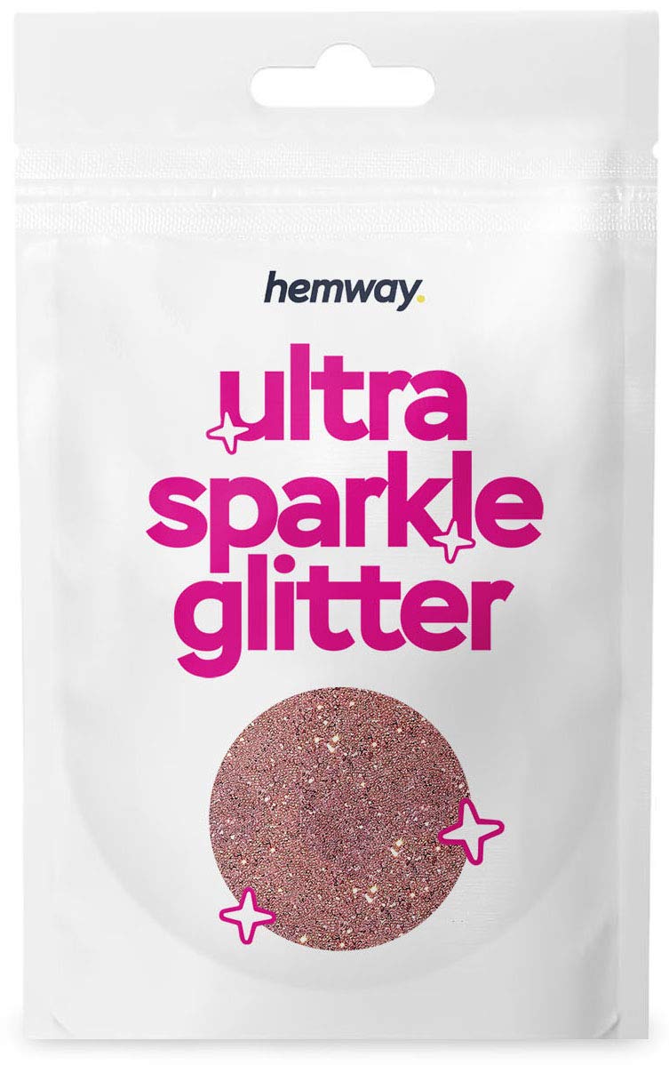 HemwayUltra Sparkle Glitter - Ultrafine 1/128" .008" 0.2mm - Rose Gold - Cosmetic Safe, Fine Slime, Crafts, Weddings, Decorations, Art, Beauty, Decoration Scrapbooking - 10g Sample