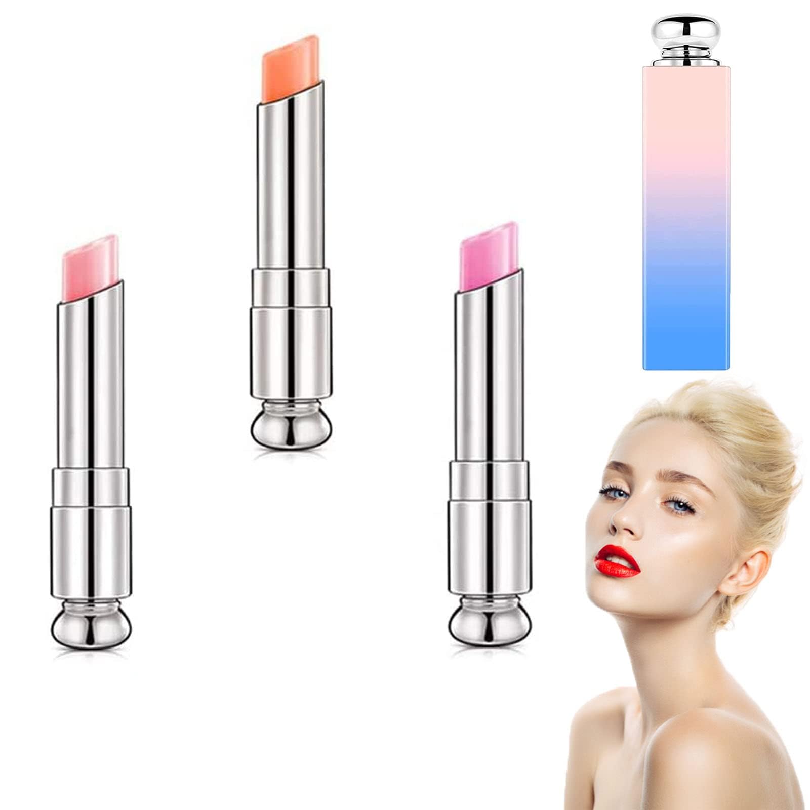 Buy 3PCS Color Changing Lipstick, Lip Gloss Colour Changing Lip Balm, tious Tinted Lip Balm
