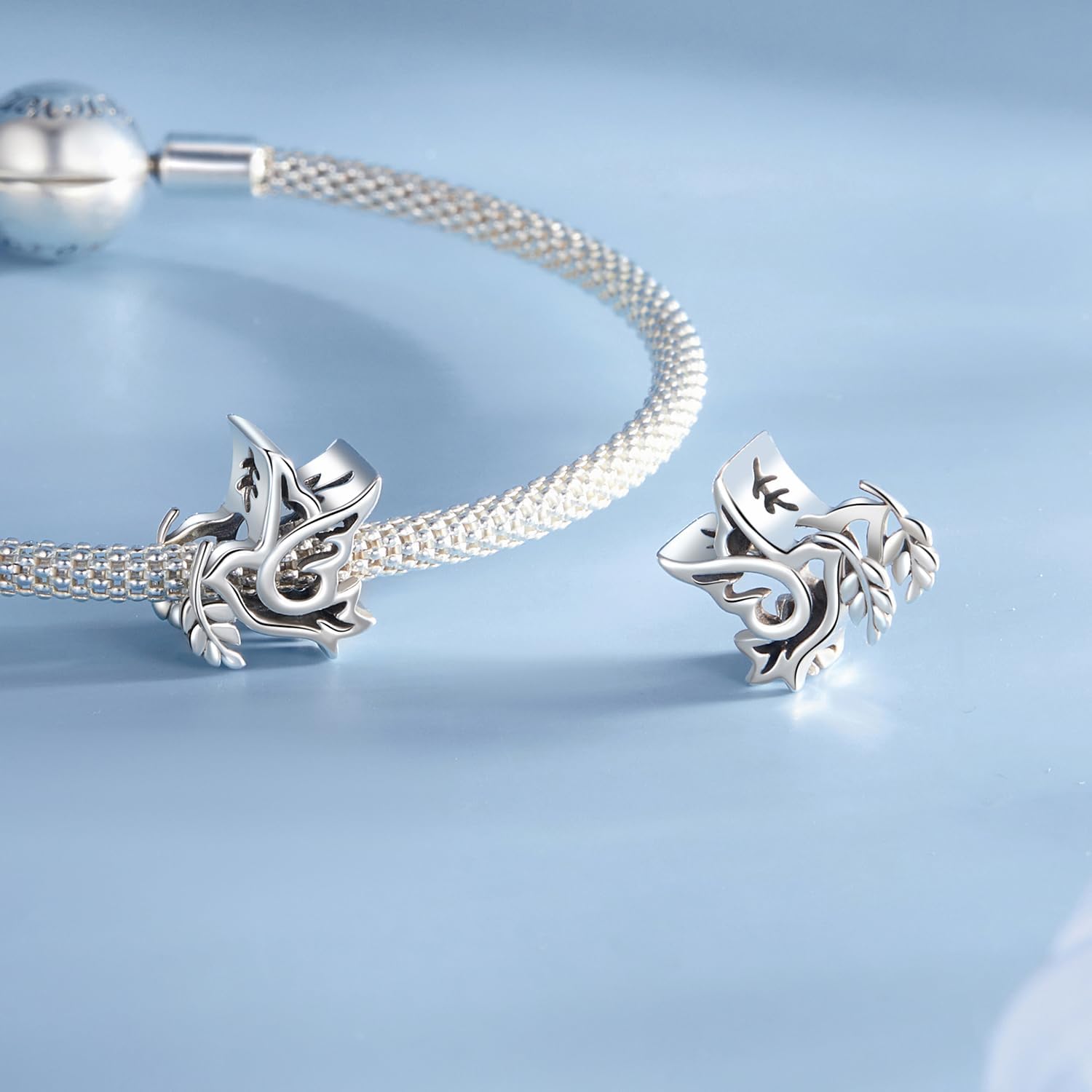 Peace Dove Charm 925 Sterling Silver Charm Fits For Pandora Bracelet Necklace,SCC2927