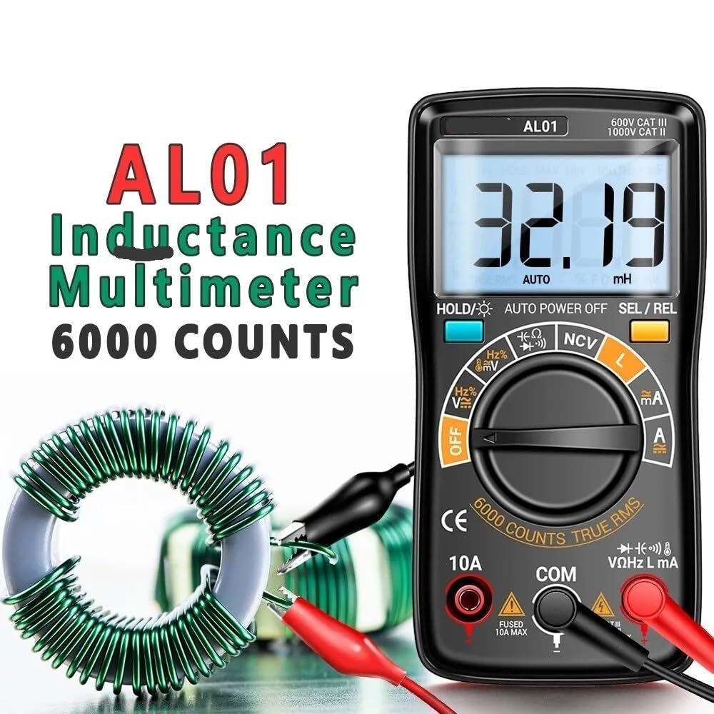 AL01 indukcyjności multimetr cyfrowy 6000 Count True-RMS AC/miernik napięcia DC tester prądu profesjonalne narzędzia dla elektryków(AL01 red)