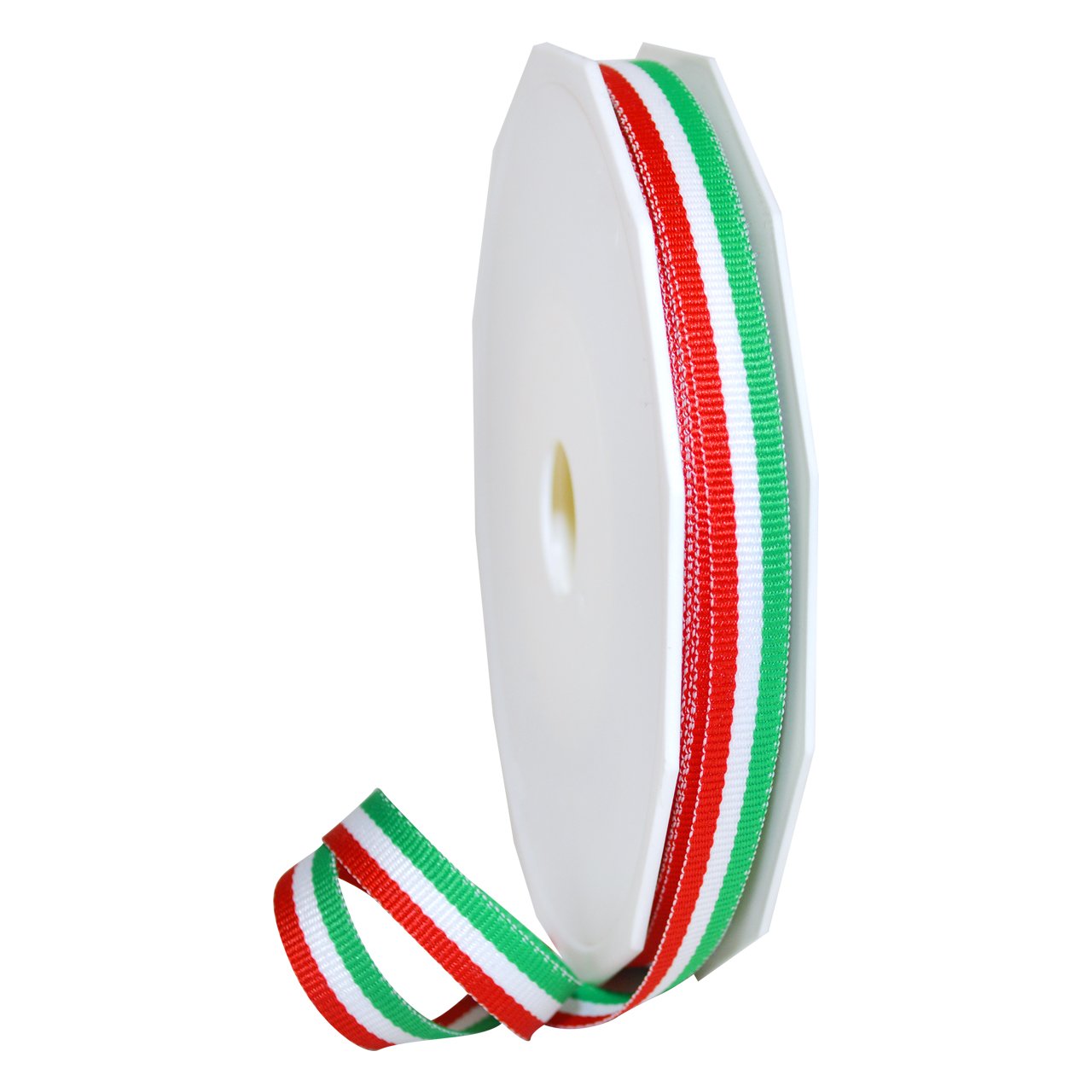 Morex Ribbon Polyester Grosgrain Striped Decorative Ribbon, 20 Yard, Italian, 3/8 in