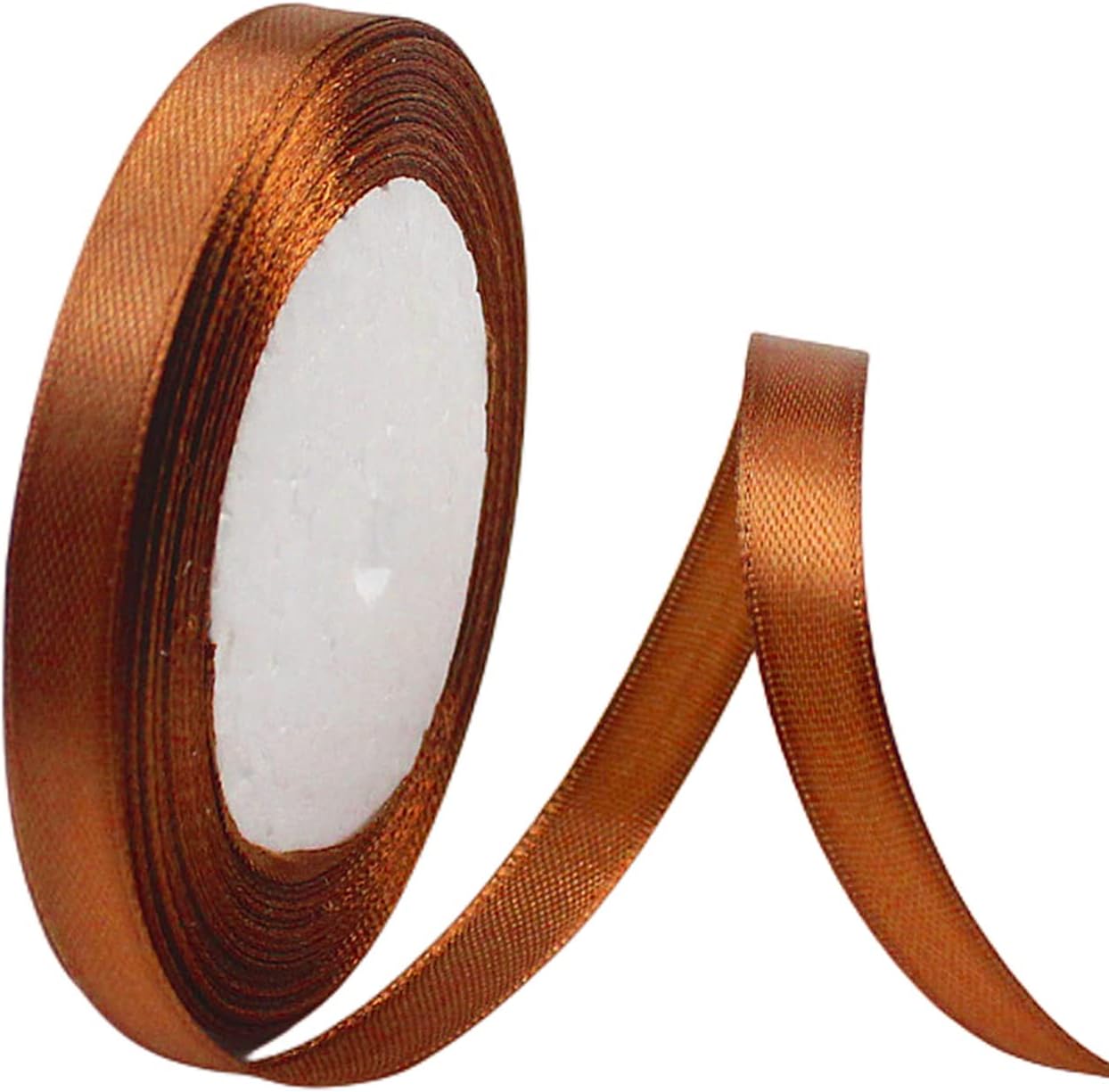 Brown Satin Ribbon 10mm, 23 Meters Brown Fabric Ribbons Double Sided ...