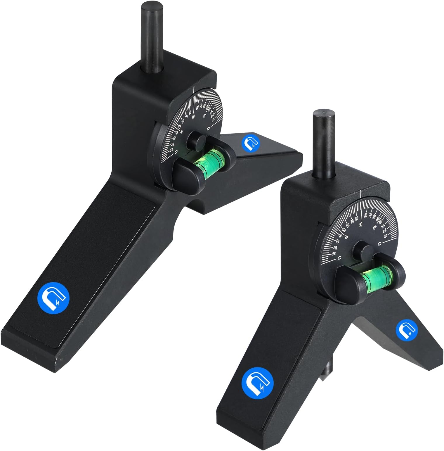 Magnetic Pipe Center Finder, Y-Shape Pipefitter Tool with Adjustable Protractor, 2-Piece Set, Black