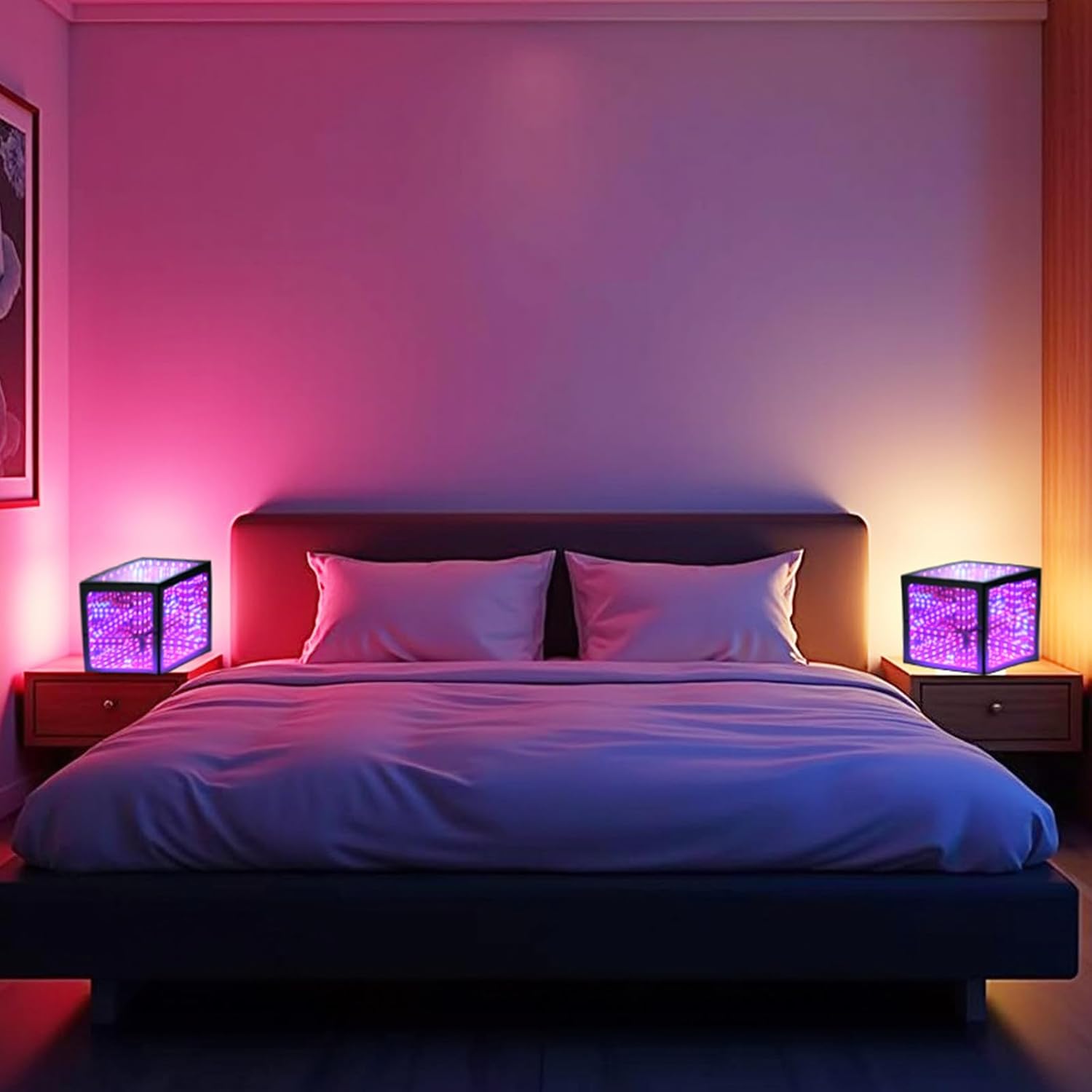 Infinity Hyper Cube LED Light LED Controller with Stand, Controller & Sound & App Reactive Table Lamp - Cool & Creative Multicolor Decorative Mirror Art Desk Night Light (5Inch)