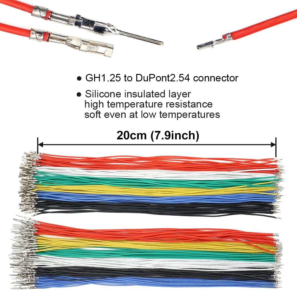 GH Connectors to Dupont 2.54 Pre-Crimped Cables and Connectors Kit Compatible with JST GH 1.25mm for Pixhawk Cube 6C 6X Pixhawk4 20cm Silicone Wire - Image 3