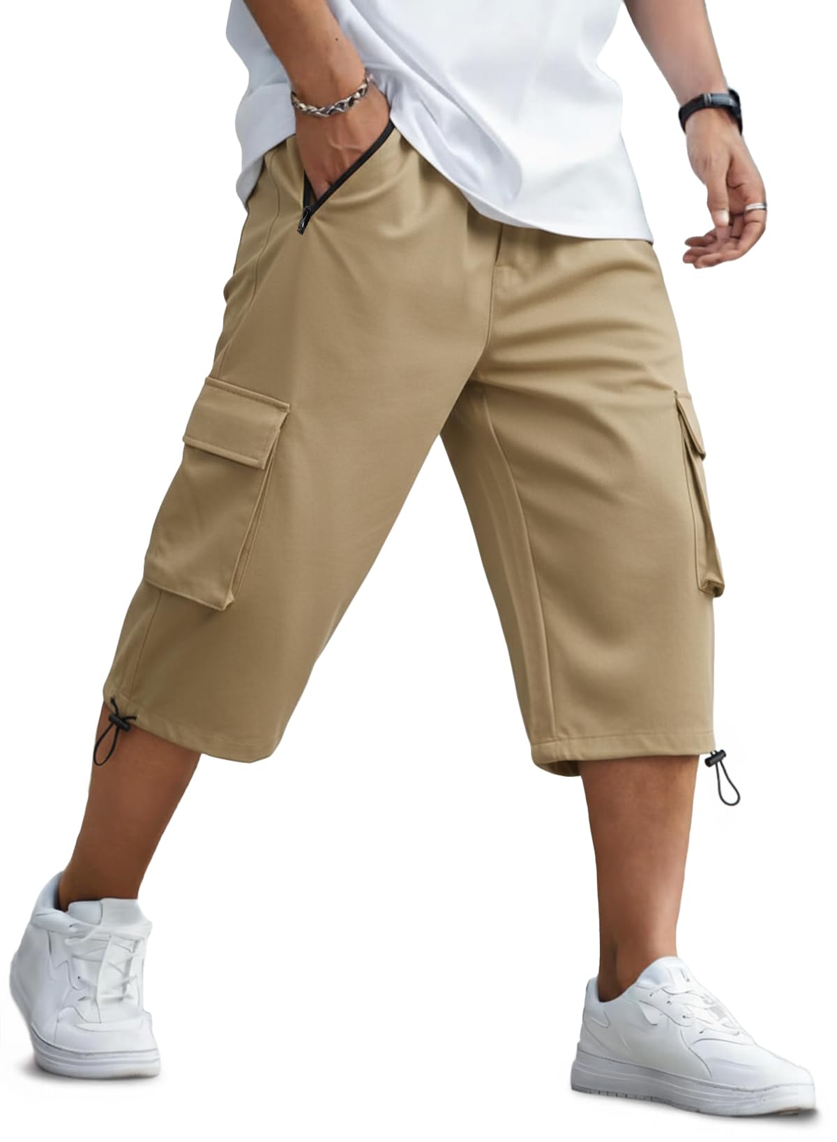 JMIERR Men's 3/4 Length Cargo Shorts