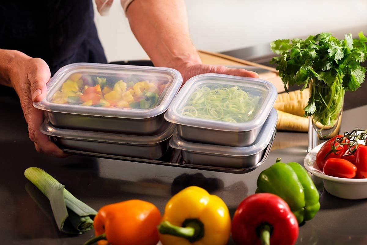 Black Friday - 60% OFF Professional Secrets Stainless Steel Food Prep Containers w/Silicone Lids - Designed in Sweden, Stackable, Air-Tight, Lightweight, Spill-Proof Meal Storage Suitable as Lunchbox - Set of 4 w/Tray Buy 1 get 1 Professional Secrets Stainless Steel Food Prep Containers w/Silicone Lids - Designed in Sweden, Stackable, Air-Tight, Lightweight, Spill-Proof Meal Storage Suitable as Lunchbox - Set of 4 w/Tray