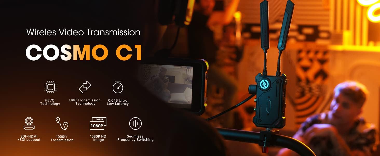 Hollyland Cosmo C1 Wireless Video Transmission System | HDMI/SDI/UVC Streaming | Up to 1000ft Range, 40ms Latency, 1080p60 Livestream | Includes 2 x USB Type-C 3ft Cables and SolidSignal Cable Ties