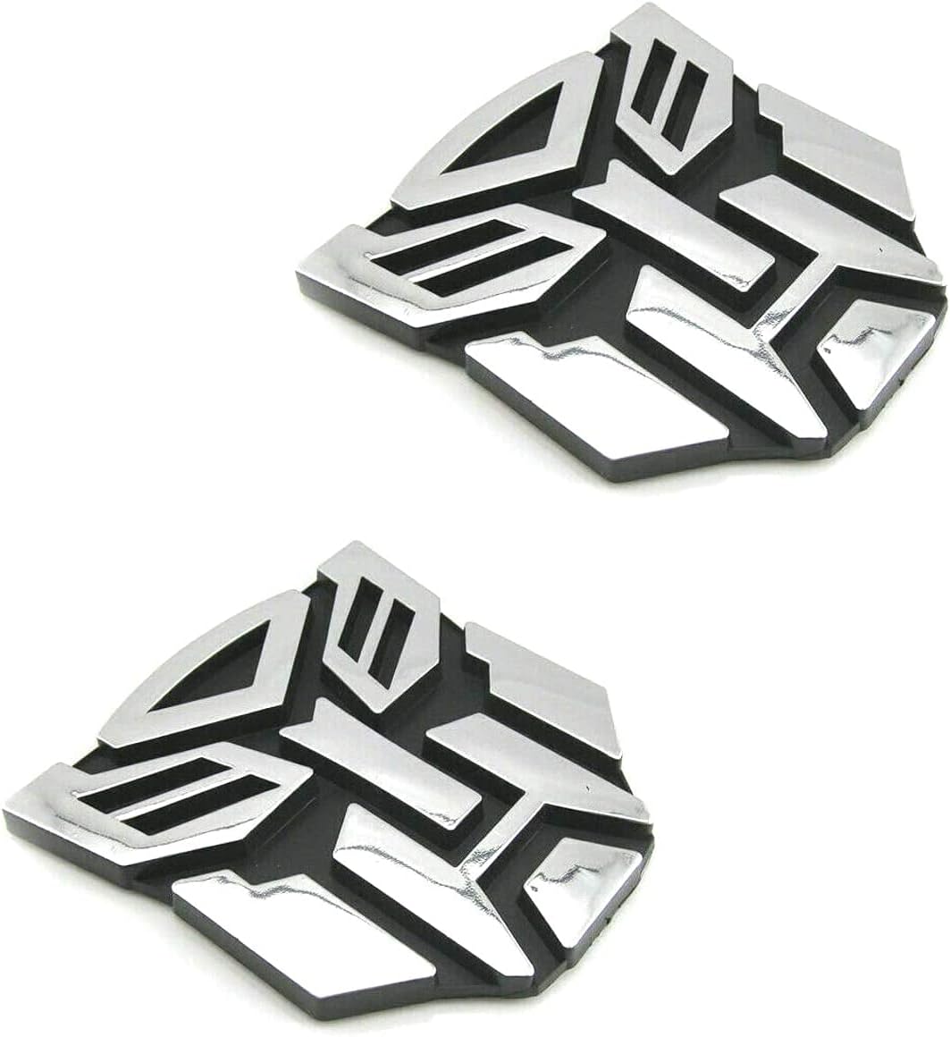 AVBT 2 PCS in Set Transformers Emblem - 3" Tall for Car Autobot Sticker Pair Chrome Finish PVC Auto Emblems Transformers Autobot Car Accessories