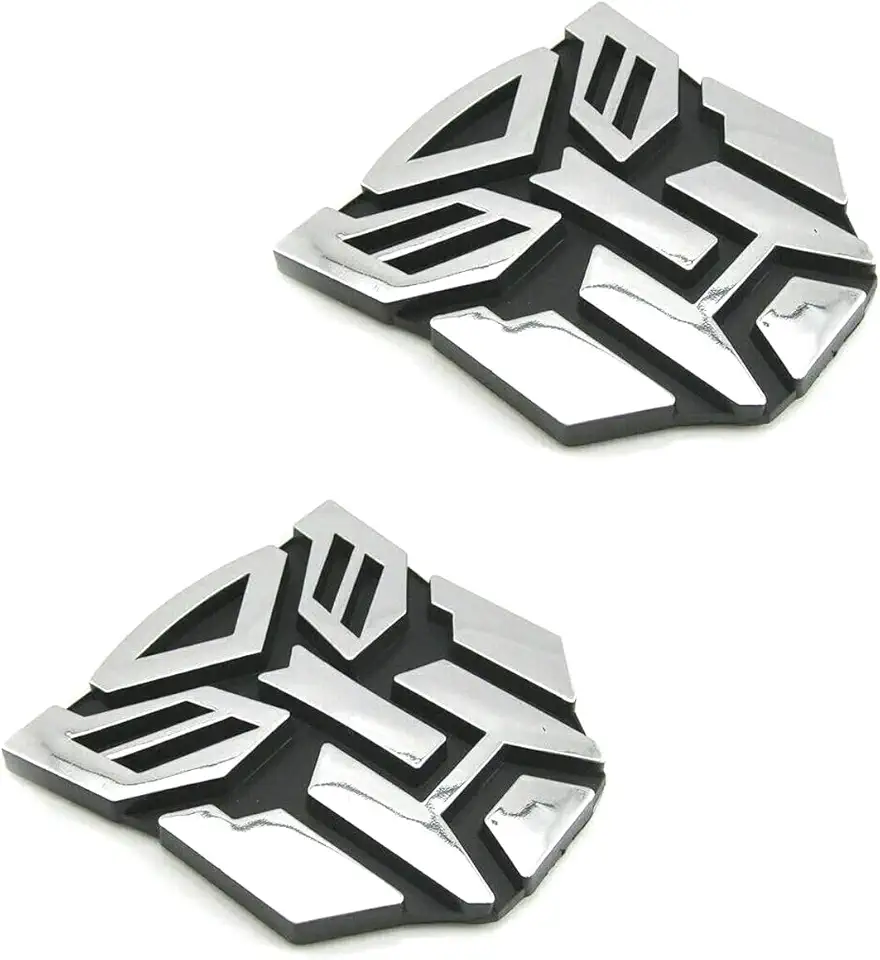 2 PCS in Set Transformers Emblem - 3" Tall for Car Autobot Sticker Pair Chrome Finish PVC Auto Emblems Transformers Autobot Car Accessories