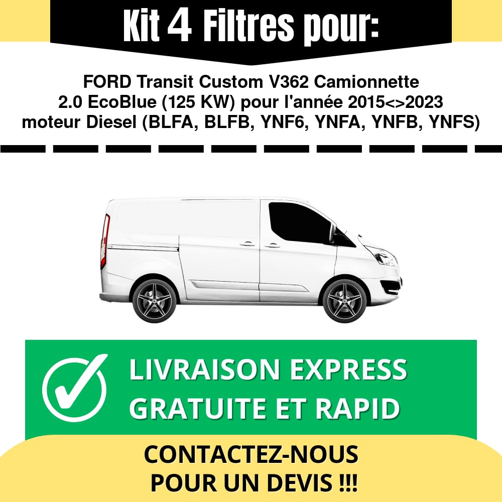 Kit Filtri Per CITROËN Jumpy 2.0 BlueHDi 180 (130 KW) Diesel 2016-2024 – Olio, Aria, Carburante E Abitacolo