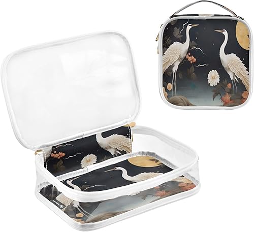 Miniatura 3 de Two Cranes Blossoms and Moon Clear Toiletry Bag for Traveling,2 Pack Makeup Cosmetic Bag with Zipper,Travel Bag for Toiletries,Travel Essentials