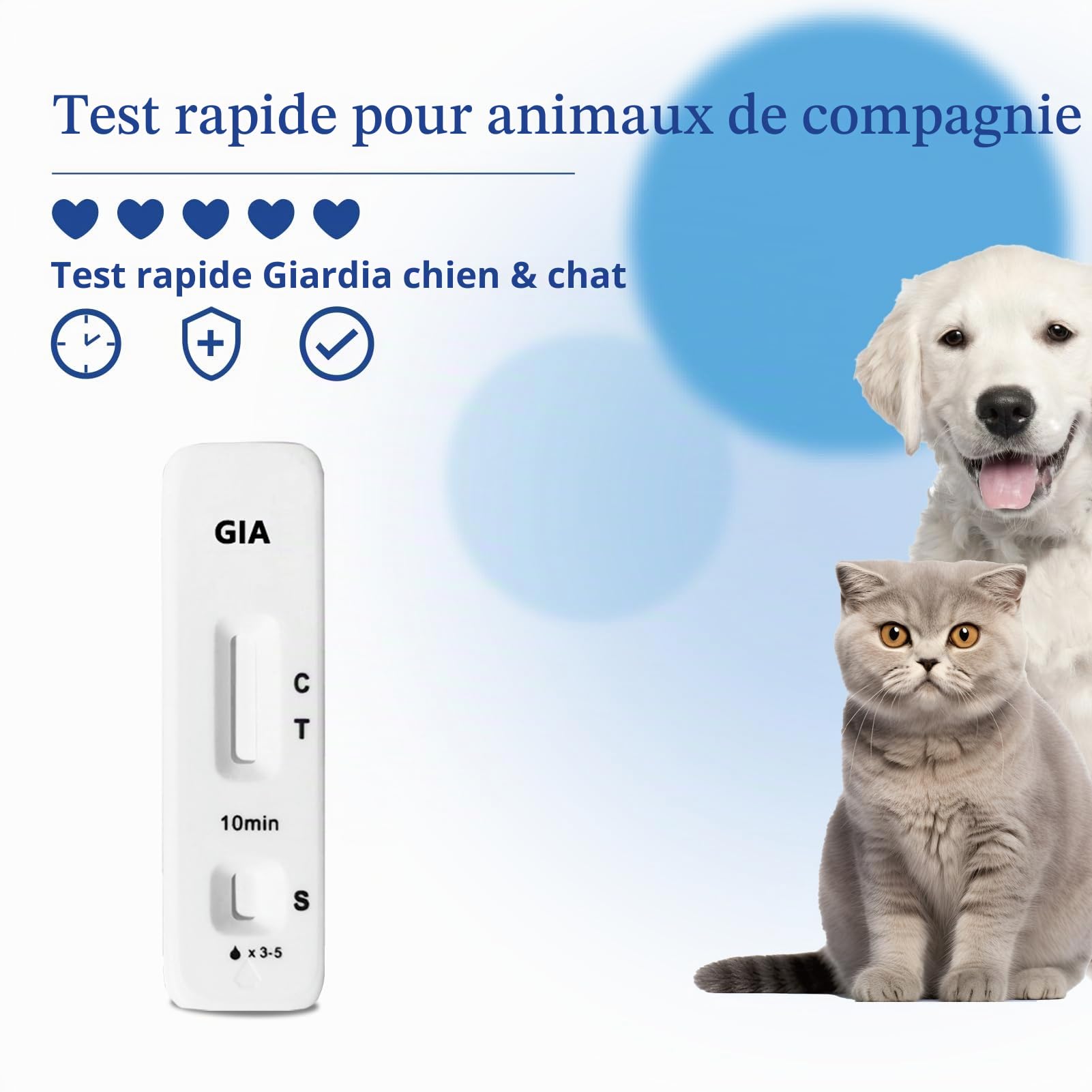 Lot de 2 tests rapides Giardia pour chiens et chats - Détection de diarrhée, de nausées et de perte de poids - Développement spécialisé de kits pour la détection des parasites intestinaux chez