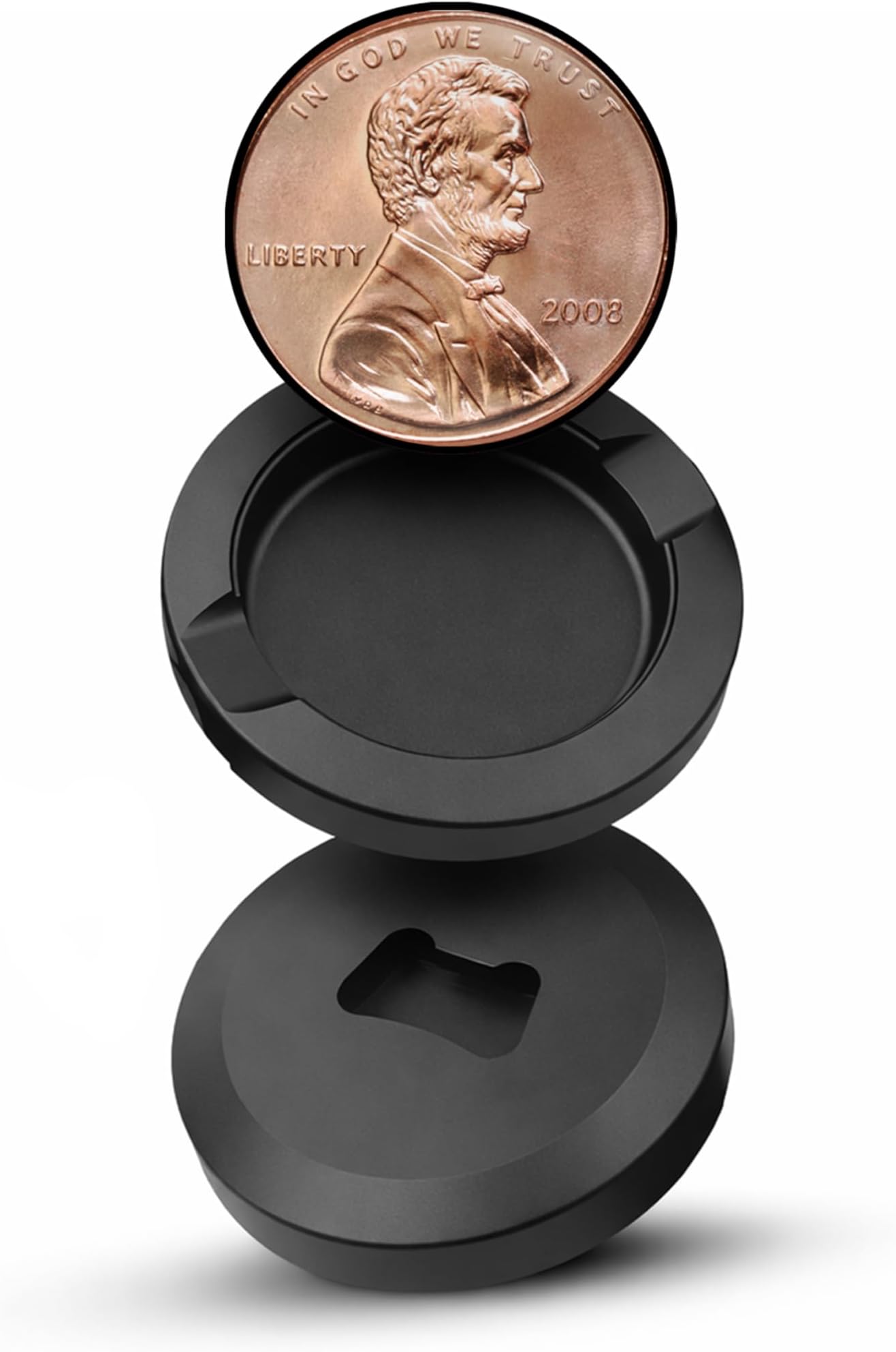 Duo Penny For Your Thoughts Snus Pouch Organizer Tin, Dual-Chamber Design, Airtight O-Ring Seal, Odor-Reducing Pocket Stash, Compact Travel Container Duo Black