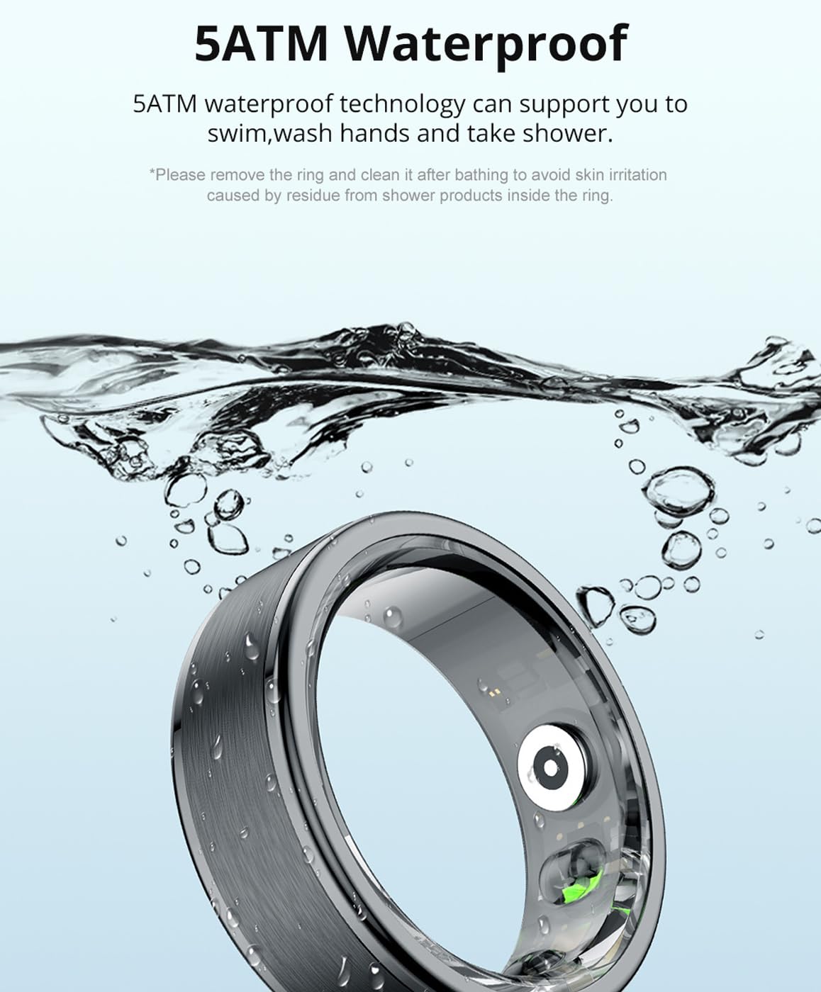 Anello fitness tracker con scatola di ricarica, app, monitoraggio della frequenza cardiaca, monitoraggio del sonno, contapassi e calorie, senza costi di abbonamento, anello intelligente per uno stile