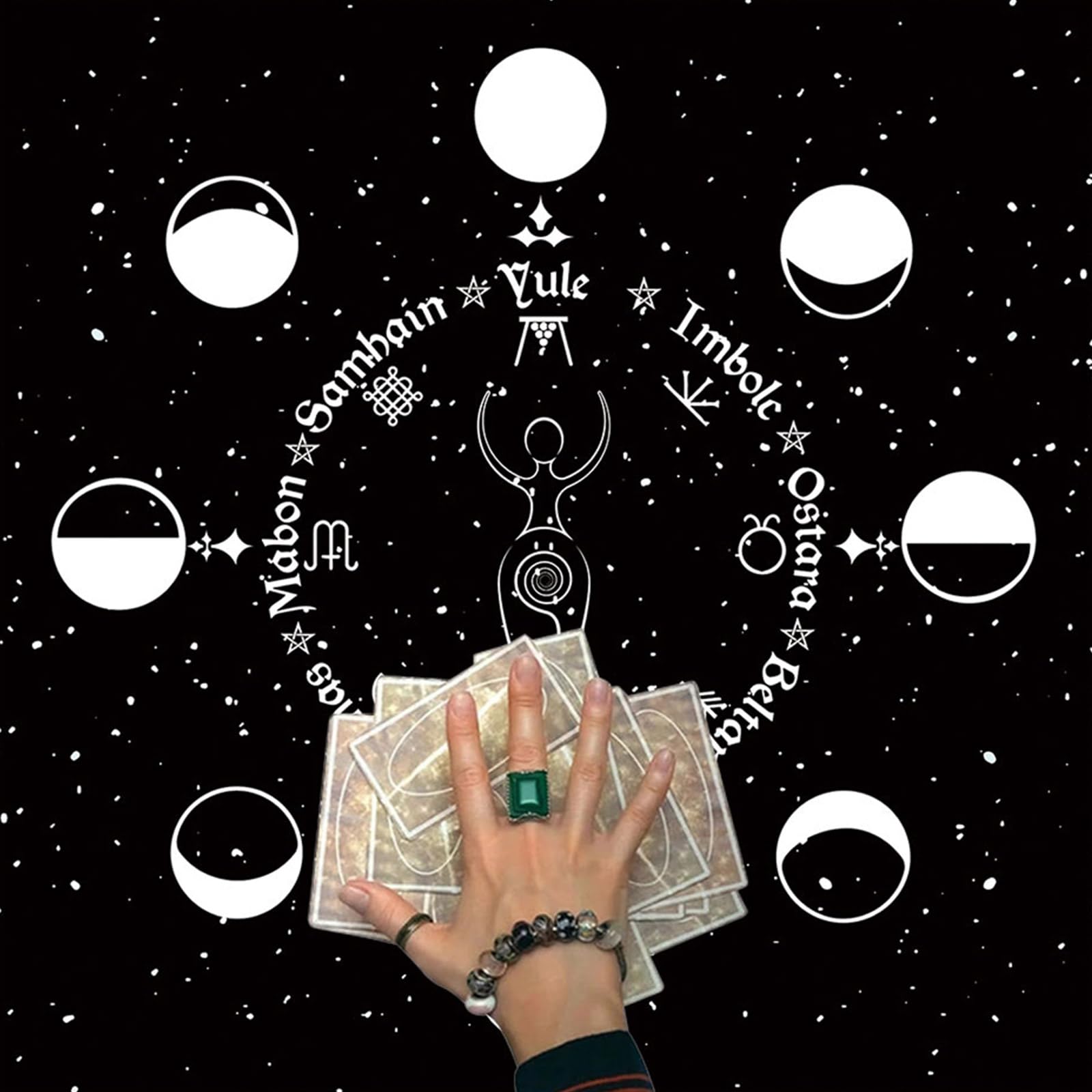 BOXOB Tarot Tischdecke 63x63 Cm - Flanell Altar-Matte Mit Sterntotem Design Für Kartenlegen & Spirituelle Rituale