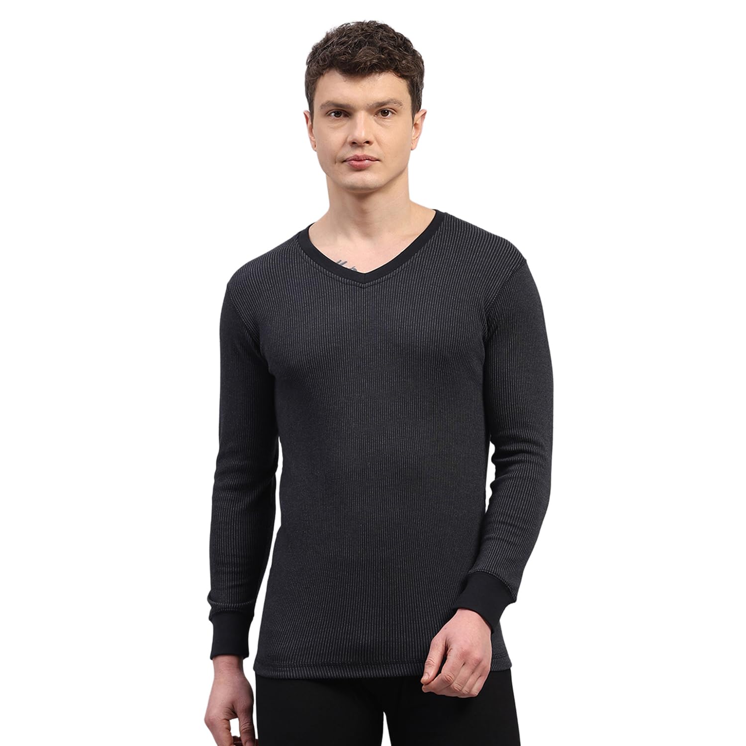 Mens Regular Fit Solid Full Sleeve V Neck Thermal Vest | Men Thermal Vest for Winter | Warm Inner Wear Top | Soft Stretchable Comfortable Body Warmer for Men (Pack Of 1)-image-36