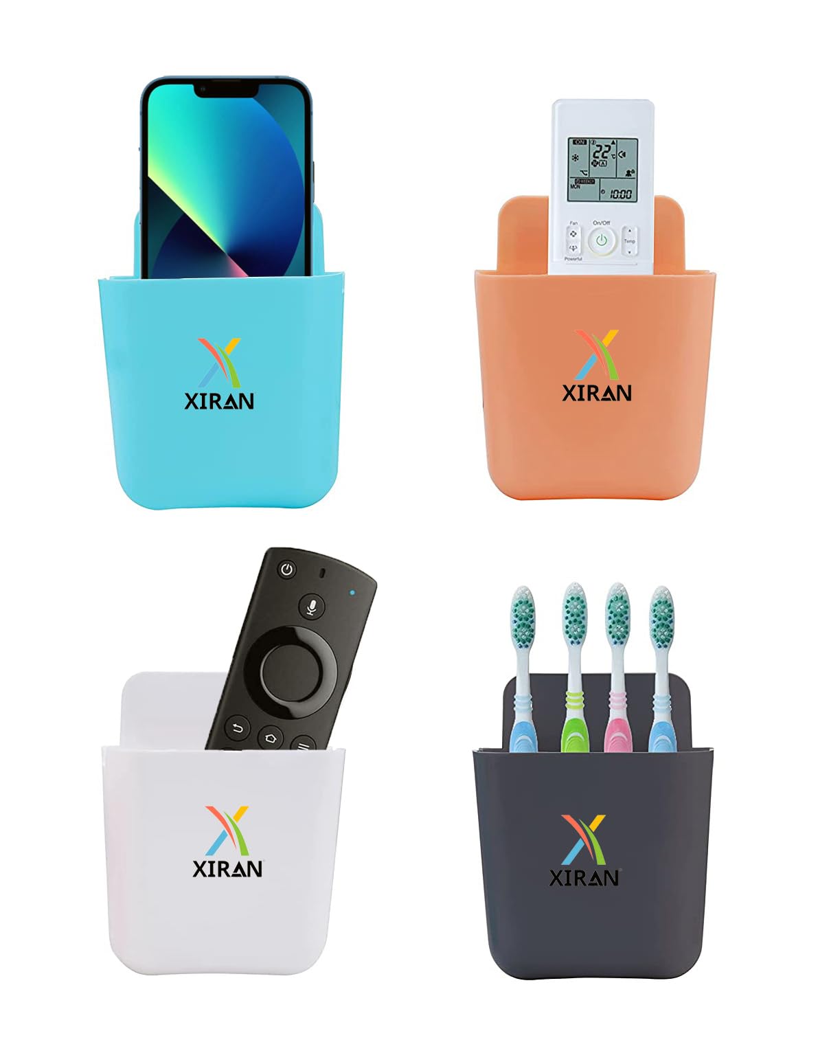 Xiran 4 Pcs Makeup Storage Box, Wall Mounted Storage Box, Kitchen Bathroom Shelf Wall Holder Storage Organizer Box, Cosmetic Storage Boxes (Pack of 4)