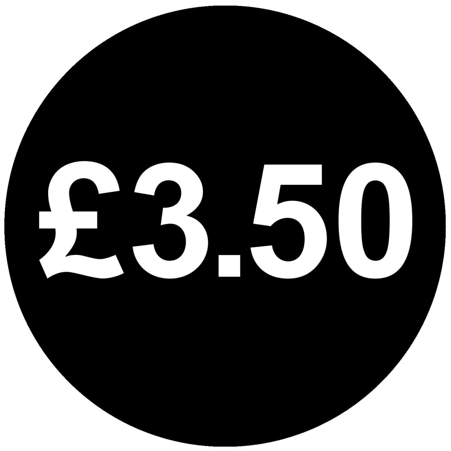 £ Black Price Stickers - 13mm, £3.50, 10000