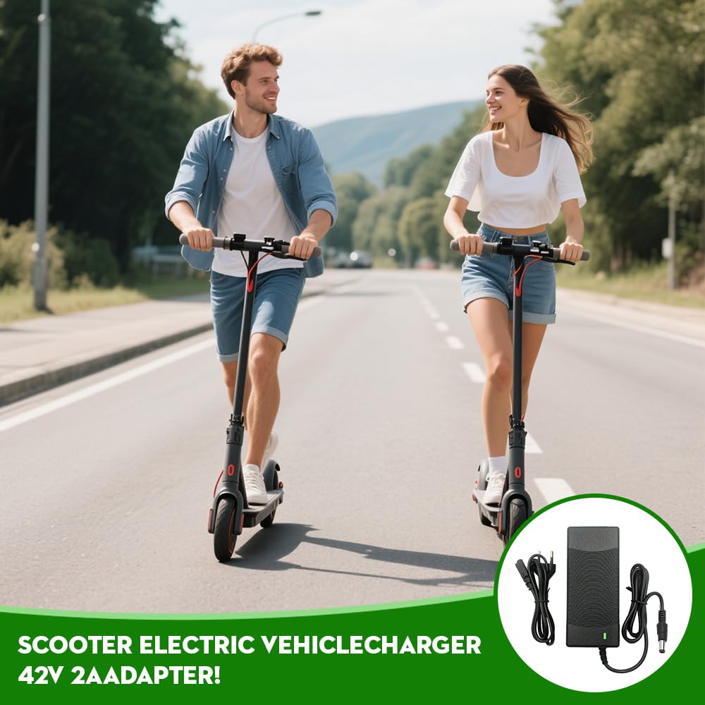 Chargeur Trottinette électrique, 42V 2A Chargeur Hoverboard, Charge Rapide pour Hoverboard, Bici Equilibrata, Scooter électrique, E-Bike DC 5,5 x 2,5 MM