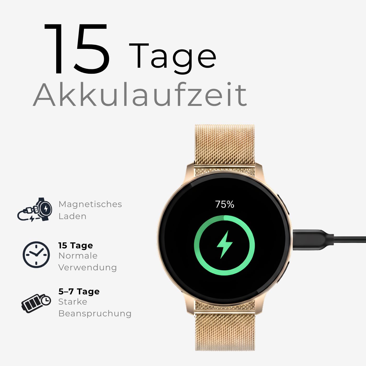 Smartwatch damski S53, złoty, wyświetlacz 1,39", rozdzielczość panelu 360 x 360, Smart Watch, kompatybilny z systemem Android od 5.0 i iOS od 10.0, Fitness Tracker, funkcje zdrowotne, złoty +
