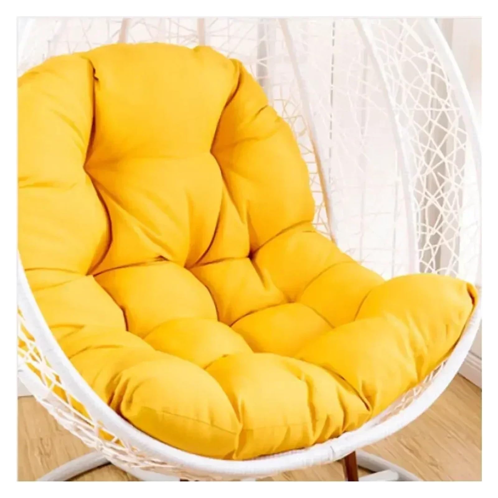 RRYPBOVG Hanging Chair Cushion Outdoor Thickened Egg Chair Cushion Seat Pad Backrest Pillow Rocking Mat Swing(Yellow)