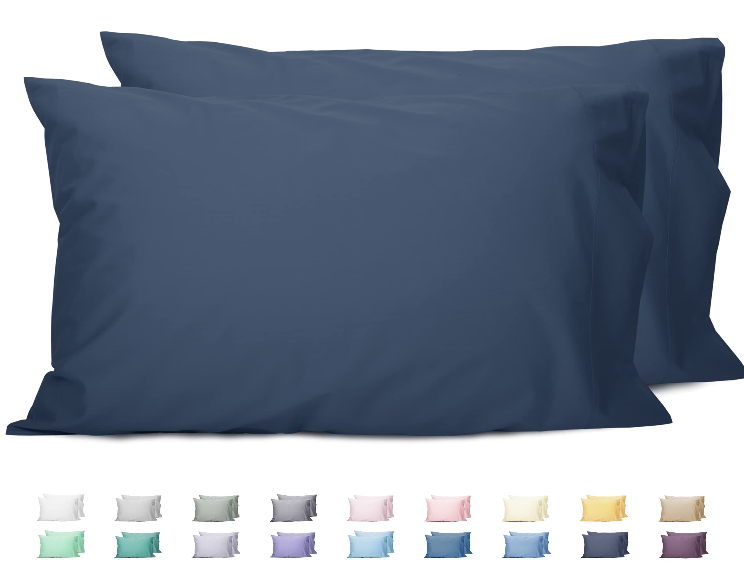 Sunflower King Pillowcases Set of 2, 100% Cotton King Size Pillow Cases 2, 20×40 inches Crown Blue, Soft and Breathable