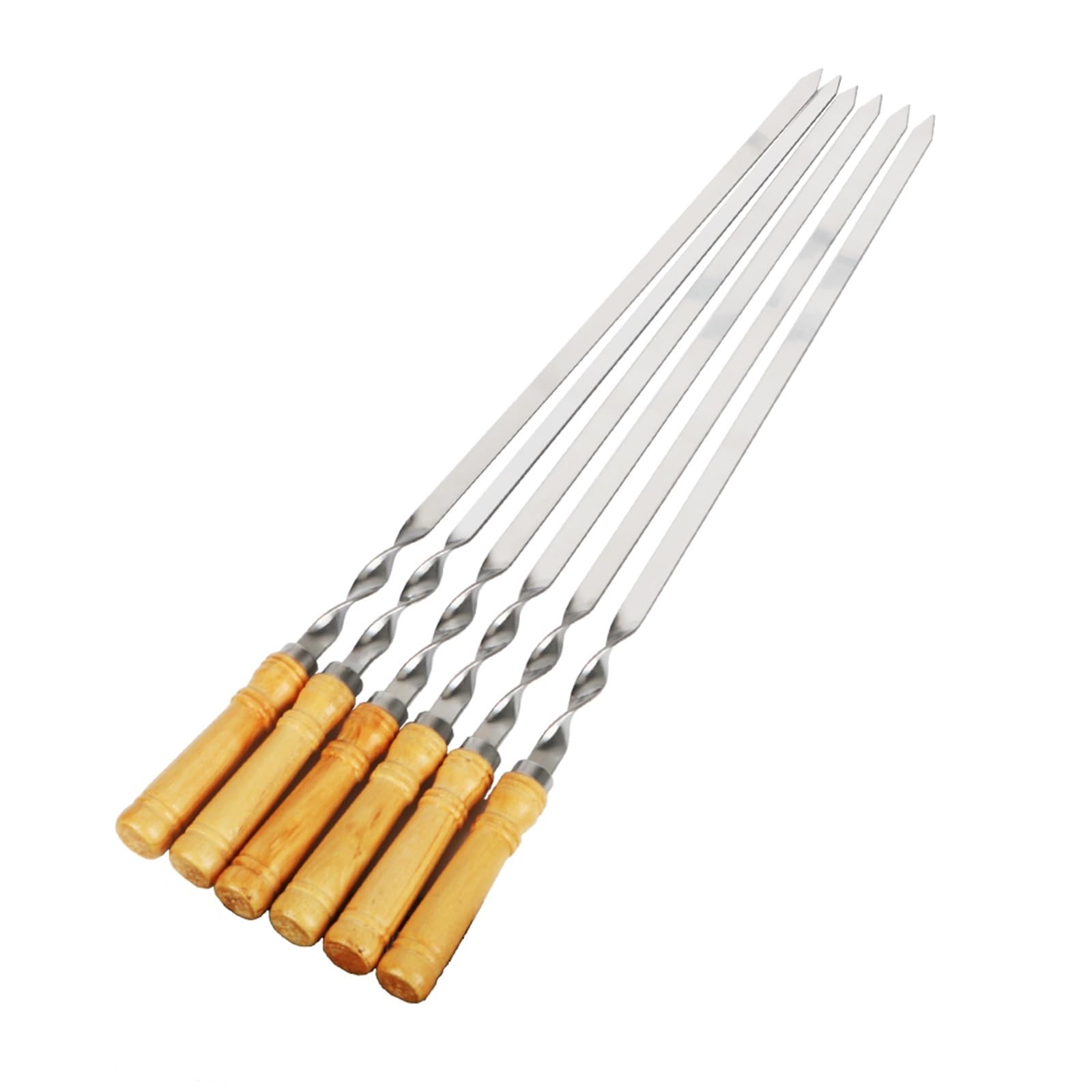 Brochetas de acero inoxidable, Brochetas inox 55cm mango madera para barbacoa exterior kebab