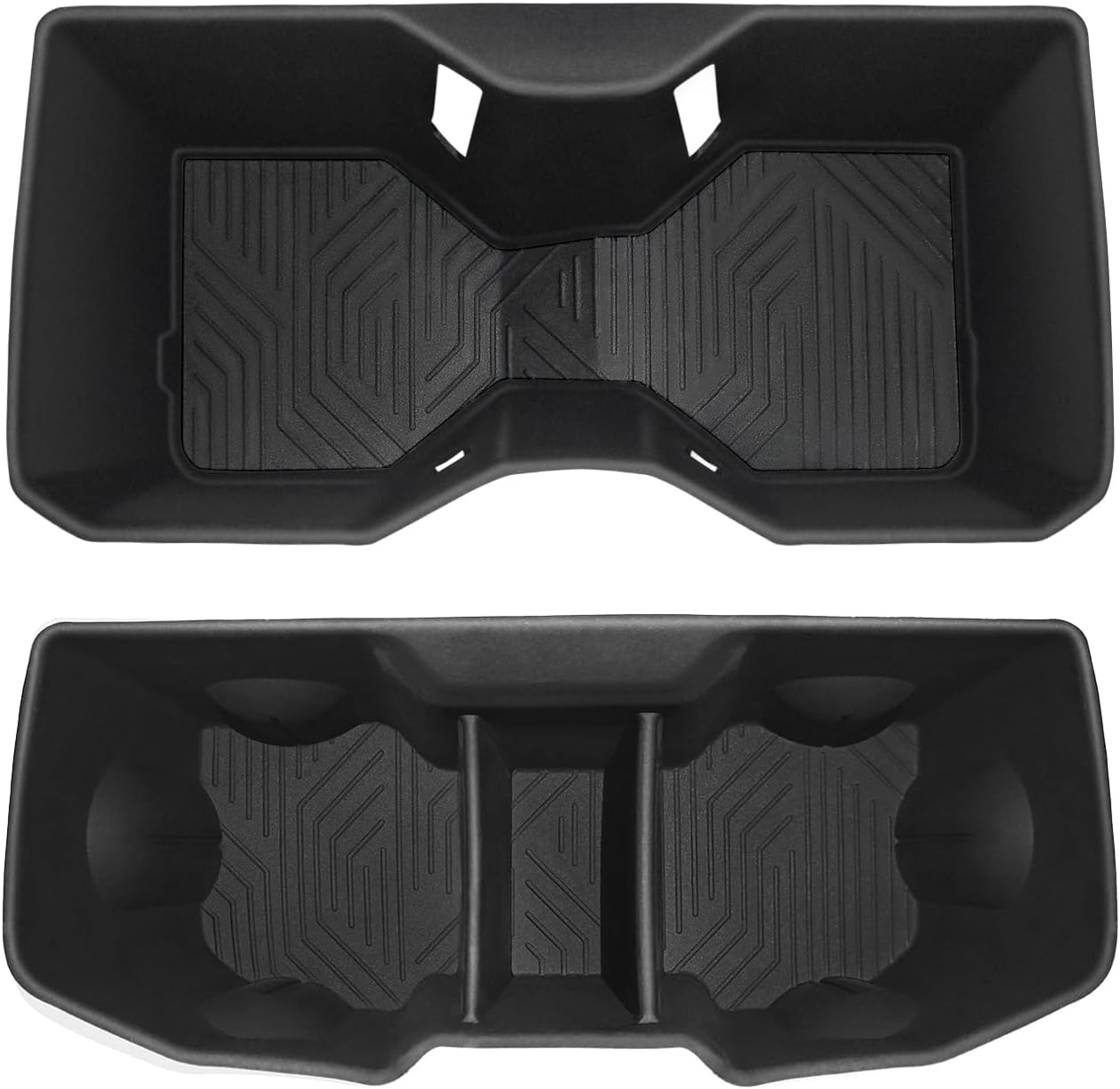 Muslogy Center Console Front&Rear Cup Holder Inserts Compatible with 2024 2025 2026 Toyota Tacoma Accessories Middle Console and Rear Armrest CupHolder Silicone Rubber Organizer 2PCS Set