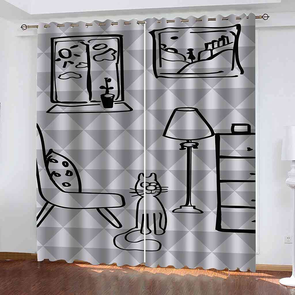 Rideau occultant 3D gris lot de 2 rideaux isolants thermiques phoniques salon 264x242 cm