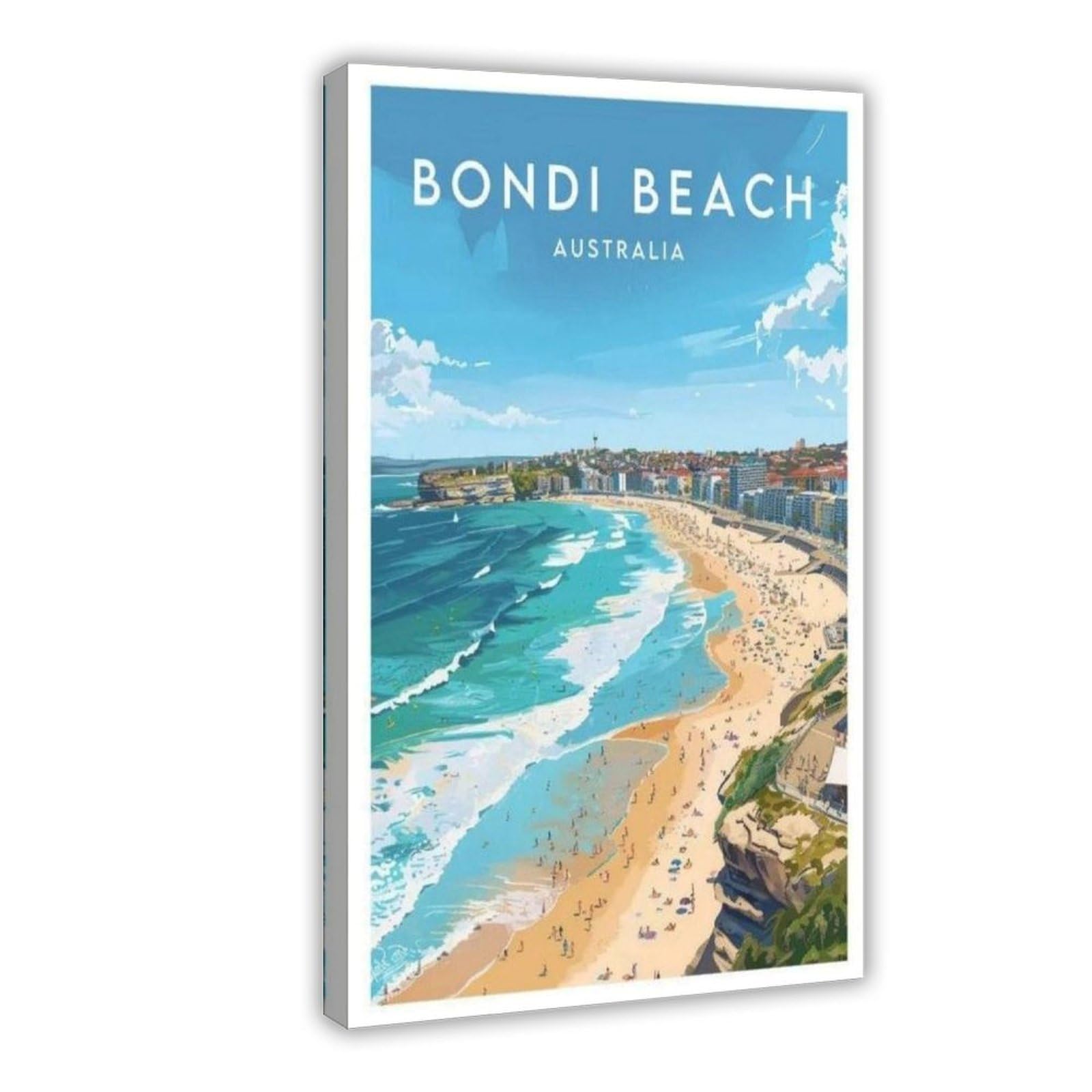 QGVBGF Bondi Beach Travel Print - Australia Canvas Poster Wall Art Decor Print Picture Paintings for Living Room Bedroom Decoration 24x36inch(60x90cm)