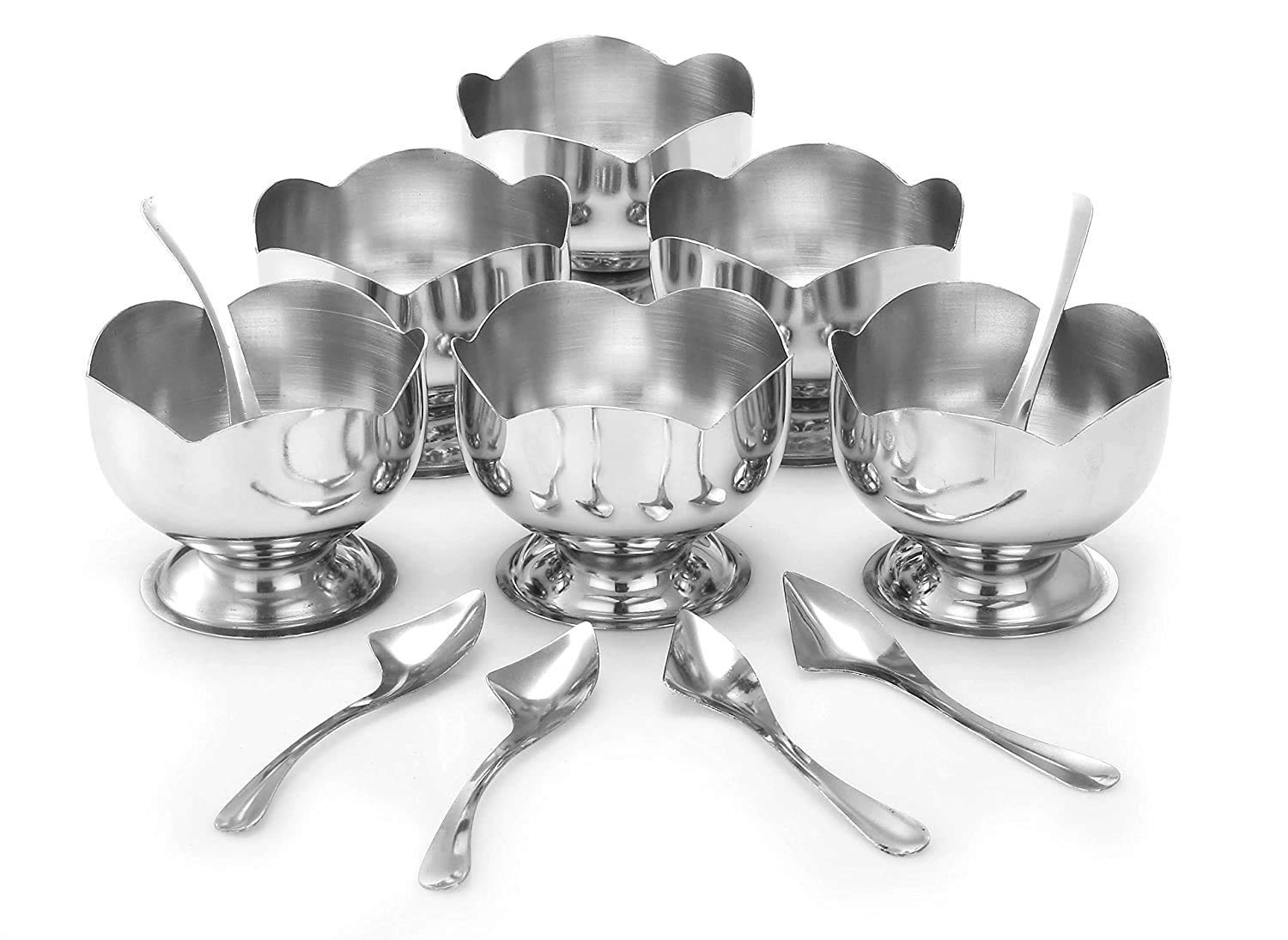 GEER Enterprise Stainless Steel Modern Bowl - 200ml, Set of 6, Silver