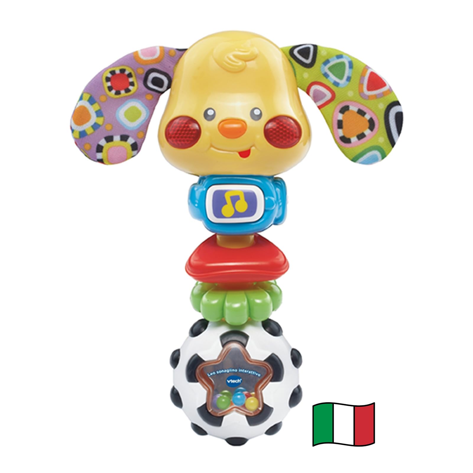 VTech Leo Sonaglino Interattivo, Sonaglio Neonato con Attivazione a Pulsante Luminoso, Gioco Neonato con 15 Melodie e 35 Frasi, Spegnimento Automatico, Lingua Italiana, Batterie Incluse, 3-​36 Mesi