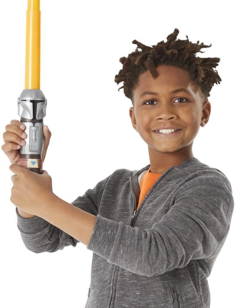 STAR WARS Lightsaber Squad The Mandalorian Extendable Orange Lightsaber Roleplay Toy for Kids Ages 4 and Up