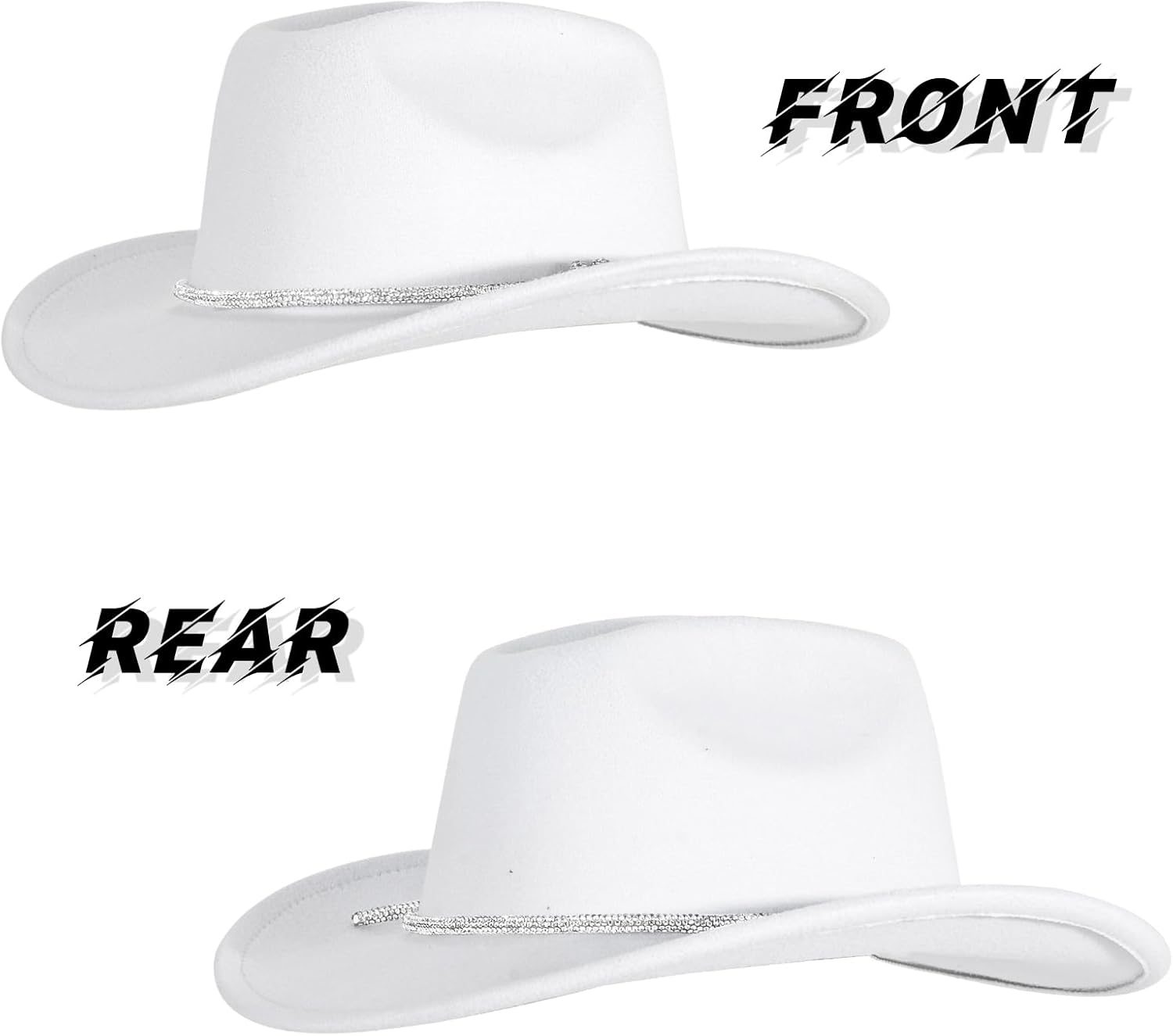 Womens Rhinestone Cowboy Hat Wide Brim Diamond-Glitter-Western-Cowgirl Hat Bling for Women - Image 3