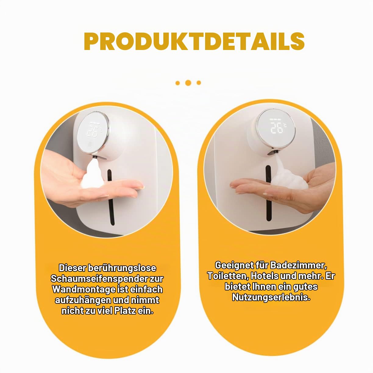 HOMSFOU Automatischer Seifenspender Kleiner Seifenspender Wiederaufladbarer Wandmontierter Schaumspender Schaumseife Berührungslos Wandseifenspender USB X101 Weiß Abs
