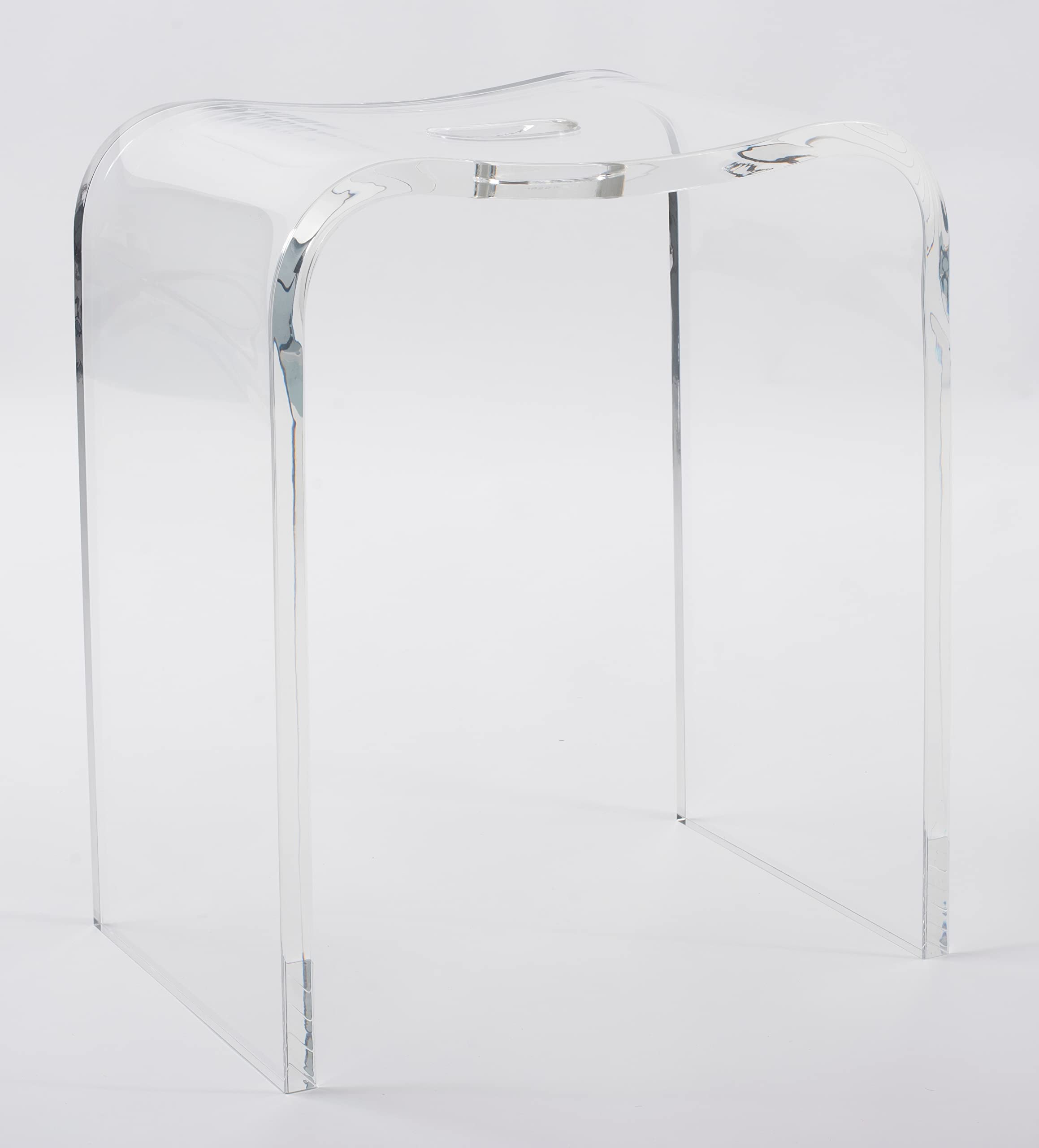 InterEdge® Acrylic Shower Bench, 15.5” L x 10.8” W x 18.5” H (3/4” Thick), Acrylic Shower Stool, Clear Bathroom Chair, Modern Lucite Bath Seat, 300lbs Weight Capacity