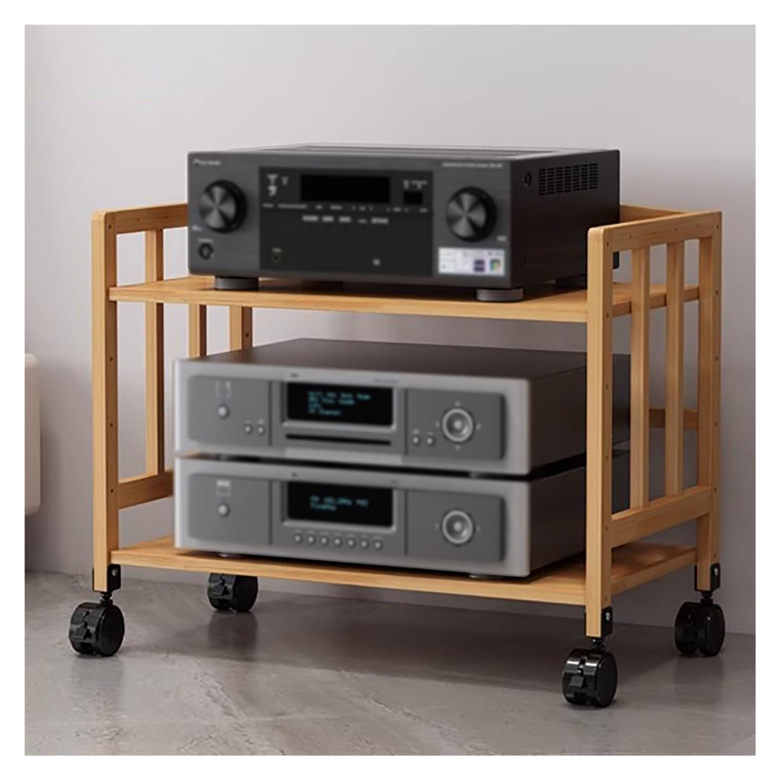 Home Audio Video Tower Media Stereo Component Unit Shelving, Record Player CD Cabinet Receiver Speaker Amplifier Stand, Corner Entertainment Center Game Consoles Storage Rack For Living Gaming Room(W-