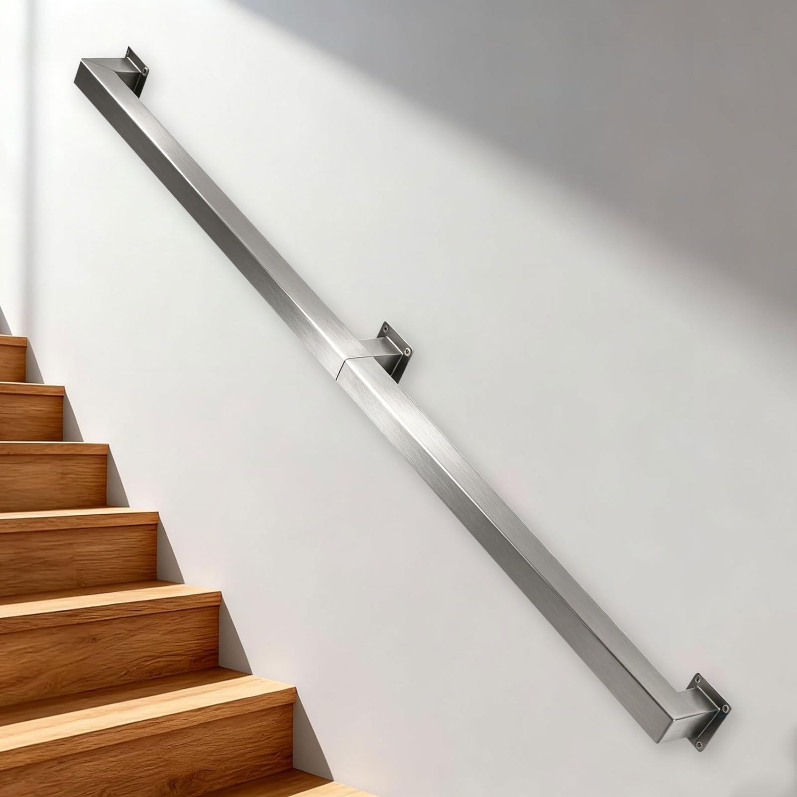Modern Staircase Banister Hand Rails for Indoor Outdoor Steps Grab Rail，Metal Stair Handrail 1m 120cm 1.5m 2m 240cm 2.5m 300cm Wall Mount Stainless Steel Grab Bar(13ft/390cm)